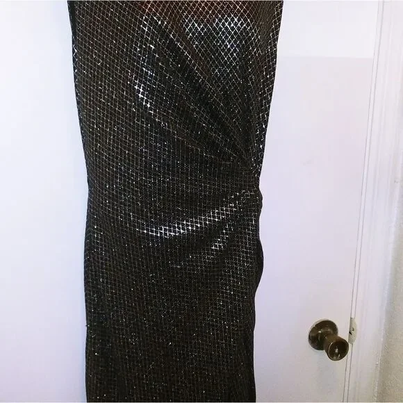 Tahari Sheath Dress Black/Gold Side Knot Sleeveless nwot - Picture 3 of 13